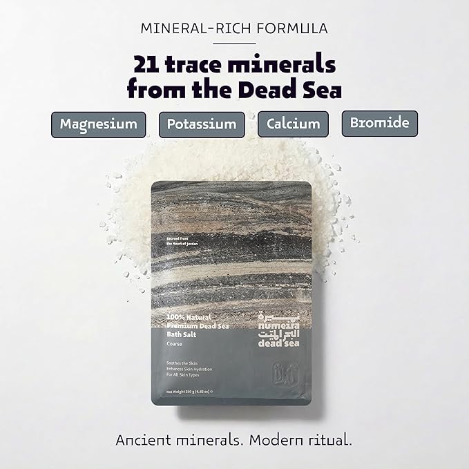 Dead Sea Salts for Soaking Relaxing Sea Salt Bath Soak for Body Rejuvenation - Natural Mineral Salts - Coarse Dead Sea Salt Unscented Bath Salts for Women & Men (8.82 oz)