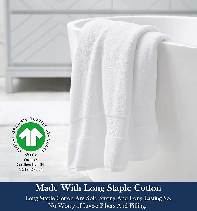 Organic Cotton Luxuriously Plush Bath Towel | GOTS & OEKO-TEX Certified | Premium Hotel Quality Towels | Feather Touch Technology | 650 GSM Long Staple|Soft, Quick Dry & Ultra-Absorbent 30"x58"