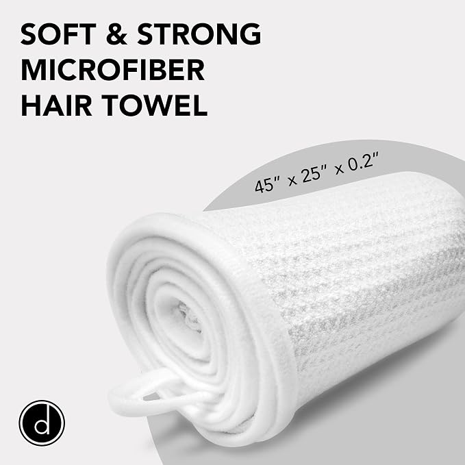 Microfiber Hair Wrap for Women - Extra Large 45 x 25 Anti-Frizz Quick Dry, Breathable Waffle Knit Towel with Elastic Loop for All Hair Types - Microfiber Towel