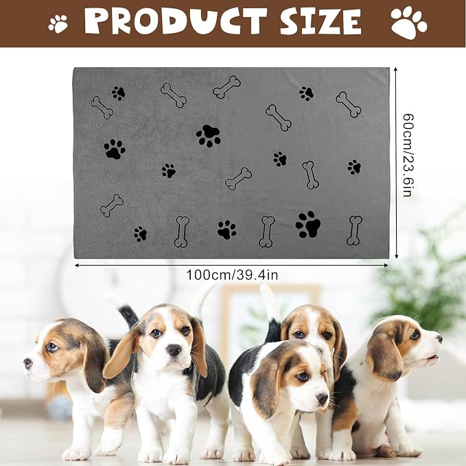 Chumia 4 Pcs Dog Towels for Drying Dog Puppy Bulk Microfiber Absorbent Paw Towel Pet Bathing Supplies Quick Drying for Medium Cats Pets Shower(24 x 40 Inch,Gray)