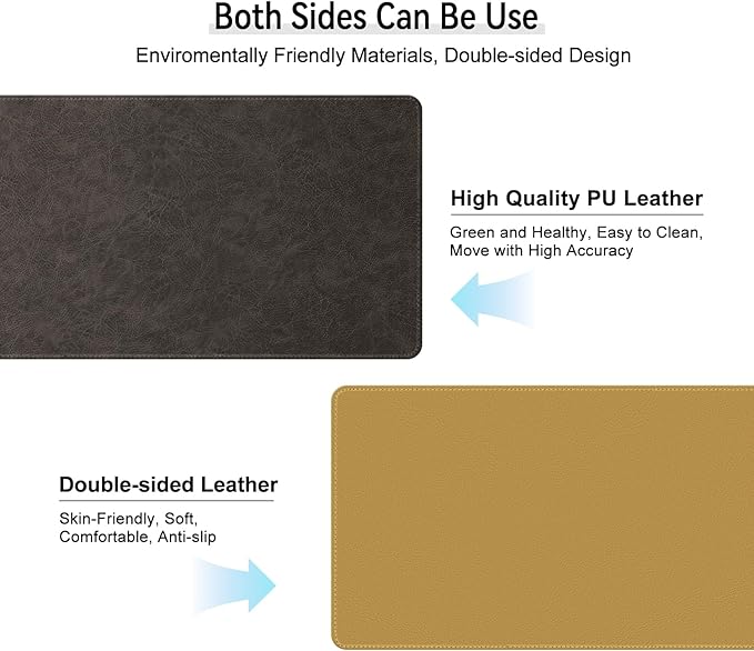 Imitation Crazy Horse Leather Desk Mat - Waterproof Desk Pad - Ideal for Large Mouse Pad and Desk Mats on Top of Desks (Terracotta+Yellow, 25"*13")