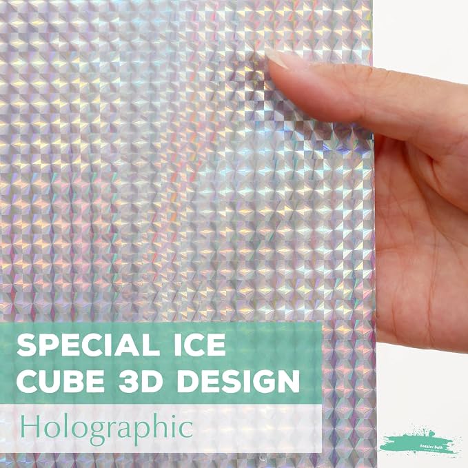 Holographic 3D EVA Shower Curtain Liner Cube, 72x72 Premium Clear Plastic Bathroom Shower Curtain with Rustproof Metal Grommets for Shower Stall, Bathtubs