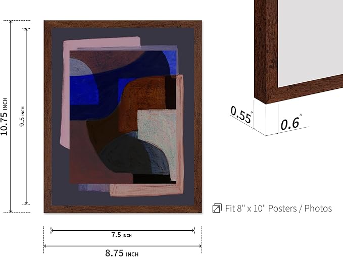 Monem Art Modern Geometric Abstract Print - Contemporary Minimalist Shapes Painting Poster - Wall Decor for Living Room, Bedroom or Office - 8x10 Brown Framed Wall Art by Mareike Bohmer