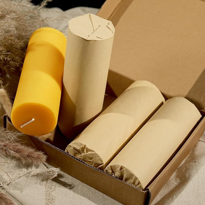 2.8x8in Beeswax Pillar Candles-2pcs,290 H Long Burning,Emergency Beeswax Candles,Non Toxic Natural Bees Wax Candles for Home