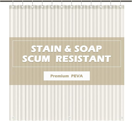EHZNZIE Cream Shower Curtain Liner 72x72, PEVA Waterproof Bath Curtain, No Chemical Smell, 3 Weighted Magnets, Durable with Rustproof Metal Grommets