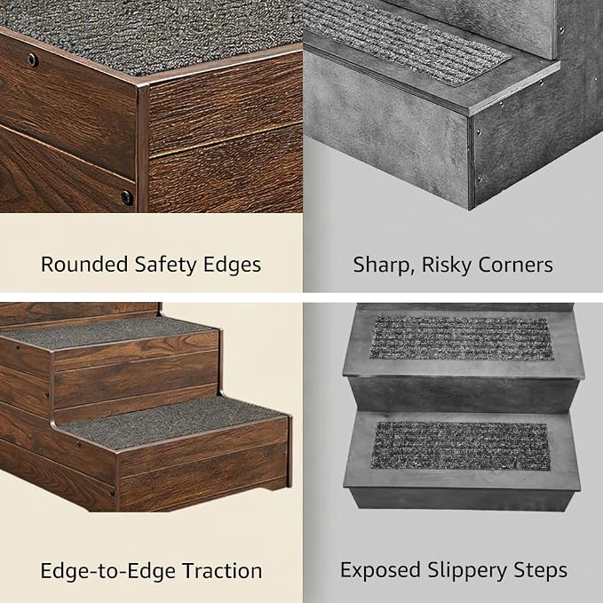 beeNbkks Furniture Style Dog Stairs, Pet Steps for Small Dogs and Cats, Wooden Non-Slip Pet Ladder for Elderly Injured Pets Short Legged Puppy to Reach Couch Sofa High Bed Windowsill
