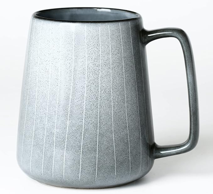 Large Ceramics Coffee Mugs, 24 OZ Large Handle Coffee Mugs, Extra Large Tea and Coffee Cup for Office and Home, Microwave and Dishwasher Safe (24 OZ Grey)
