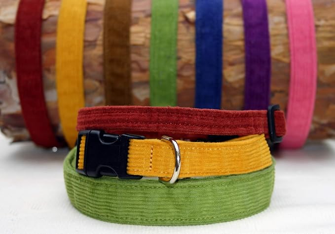 Hemp Corduroy Dog Collar - No Pattern (3/4" Medium, Pink)