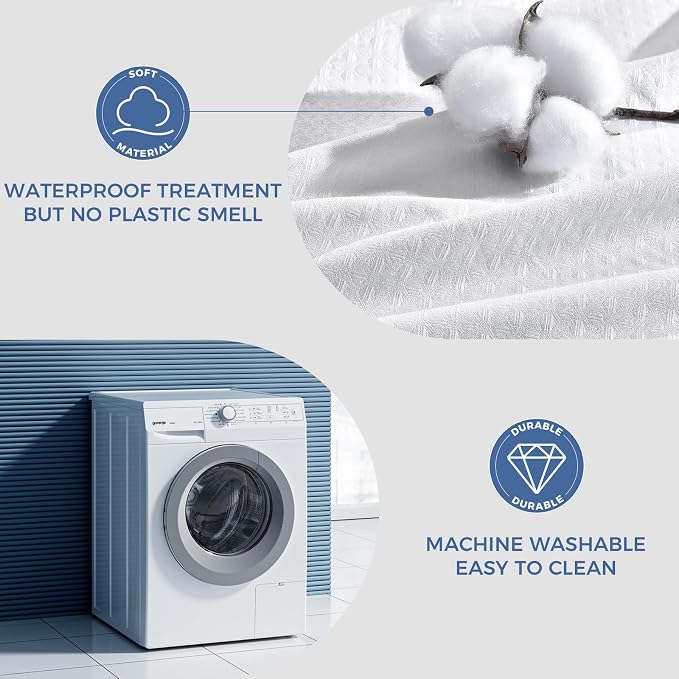 downluxe Waterproof Fabric Shower Curtain Liner, Soft Cloth Shower Liner with Magnets, Machine Washable & Hotel Quality Bathroom Curtain, 72" W x 78" L, Waffle White