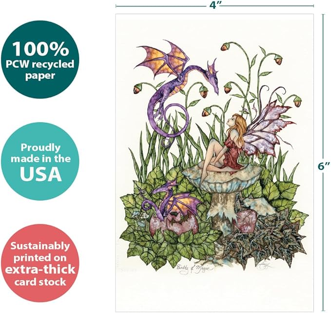 Tree-Free Greetings - All Occasion Cards - Artful Designs - 12 Greeting Cards + White Envelopes - Made in USA - 100% Recycled Paper - 4 x 6 - Birth of Magic (FS64541)
