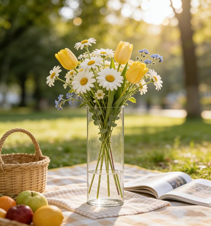 Acrylic Flower Vase Cylinder, 11.81" Tall Clear Plastic Vase for Centerpieces - Shatterproof Wedding, Event & Home Decor Vase, 3.94"X11.81" Tall Round - Clear
