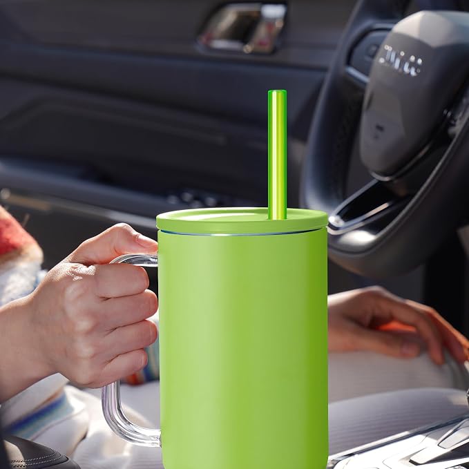 NiHome 12-Pack Plastic Reusable Drinking Straws Fit for Stanley 40 oz 30oz 64 oz Tumbler, 6 Color 12 In Reusable Straws Fit for Stanley Cups, 2 Brushes, BPA-Free for Cold & Hot Drinks (Gradient Blue)