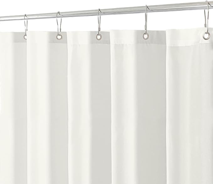 Biscaynebay Extra Long Fabric Shower Curtain Liner 72 Inch Width by 84 Inch Length, Ivory Water Resistant Bathroom Curtain, Rust Resistant Grommets Top Machine Washable