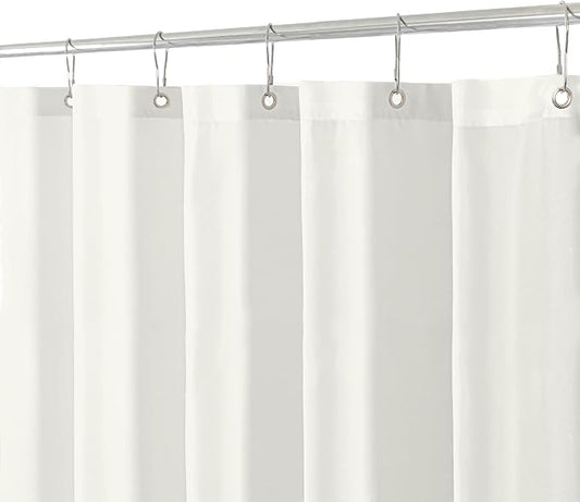 Biscaynebay Extra Long Fabric Shower Curtain Liner 72 Inch Width by 84 Inch Length, Ivory Water Resistant Bathroom Curtain, Rust Resistant Grommets Top Machine Washable