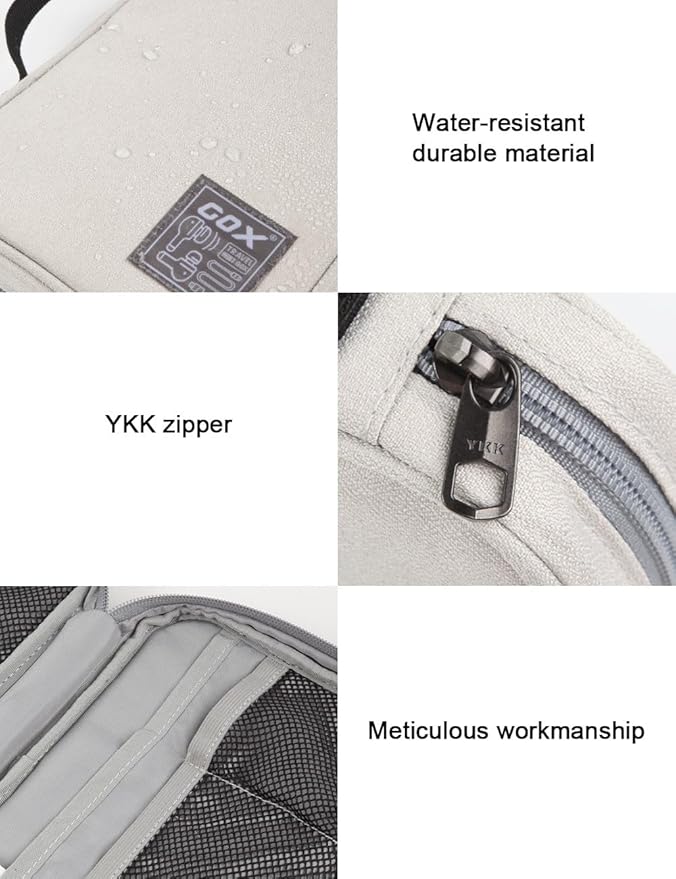 GOX Cable Organizer Pouch – Case for Chargers and Cords, Cord Organizer Travel Black, Small Cable Organizer Bag for Earbuds & Tech Accessories(BEIGE-Large)
