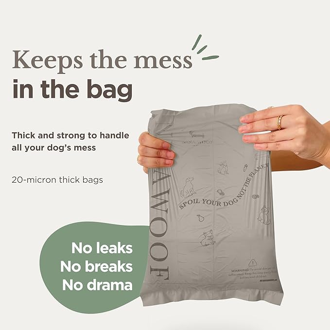 100% Certified Home Compostable and Biodegradable Dog Poop Bags - ASTM D6400 & EN 13432 Compliant Dog Waste Bags – 60 Bags – 4 x Rolls of Plant Based Compostable Poop Bag