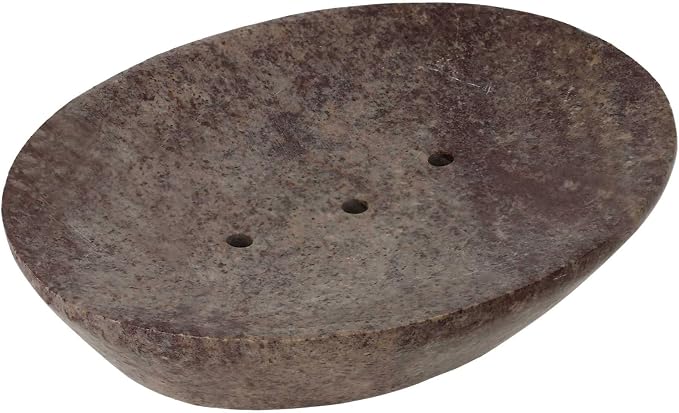 Ajuny Self Draining Soap Dish with Drain Durable Waterfall Stone Soap Tray Holder Soap Saver for Shower, Bathroom, Kitchen, Bathtub Easy Clean - Brown