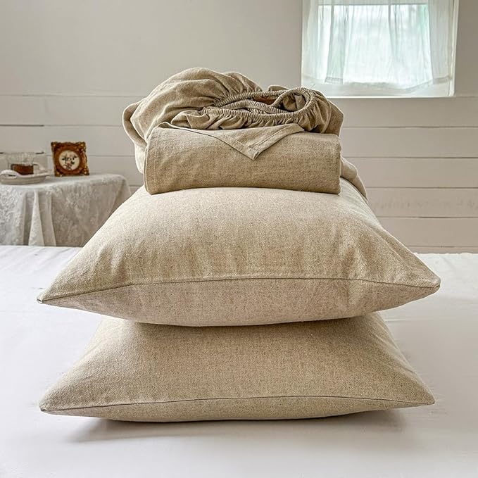 100% French Flax Linen Duvet Cover Set Full, 3-Piece Soft Breathable Cooling Bedding for Hot Sleepers, Natural Washed Linen with Zipper Closure & 8 Corner Ties (Full, Natural Linen)