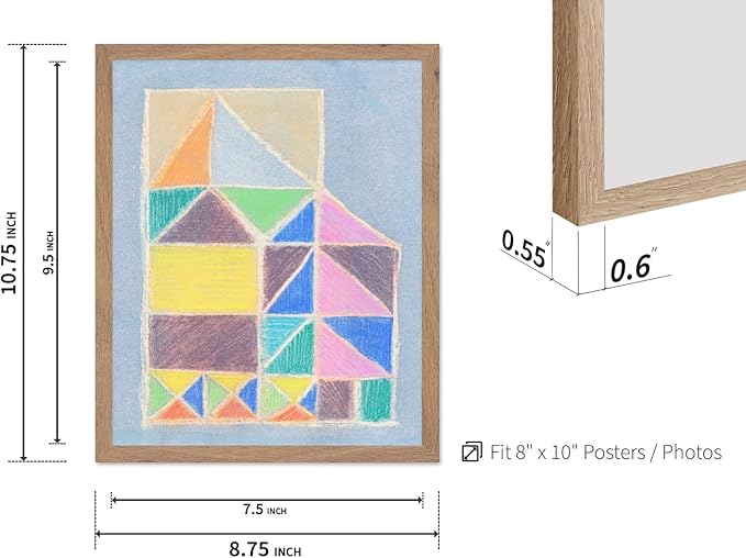 Monem Art Colorful Abstract House Painting Print - Bright Geometric Modern Art Poster - Wall Decor for Living Room, Bedroom or Office - 8x10 Beige Framed Wall Art by Renee Stramel