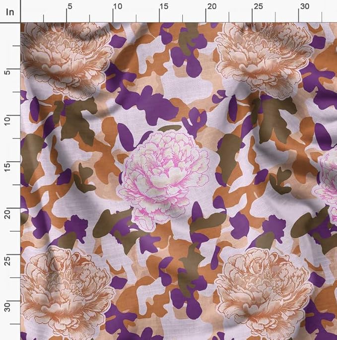 Soimoi Lightweight Velvet Fabric - Brown - Floral Print, Unstitched Material - 58" Wide, Perfect Fabric for Upholstery, Fashion and Craft Projects, 1 Yard