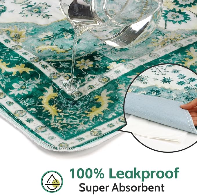 Washable Pee Pads for Dogs, 2 Pack Reusable Puppy Training Pads 36"x36" Super Absorbent Waterproof Dog Training Pads, Non-Slip Potty Pads, Whelping Pads Litter Mat Green Medallion
