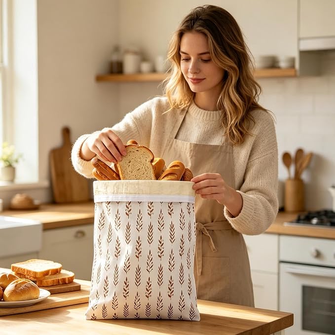Bees Wax Bread Bag Reusable Washable Safe Portable Storage | Homemade Bread Waxed Storage Bags for Lovers Families Friends Women Men