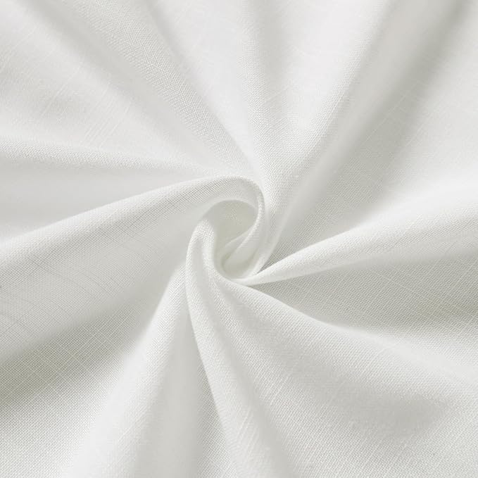 Nanspring Off White Linen Curtains 63 inches Long for Bedroom Back Tab Sheer White Curtains Modern Farmhouse Coastal Decor Cotton Textured Gauze Curtain for Bathroom 2 Panel Set 52x63