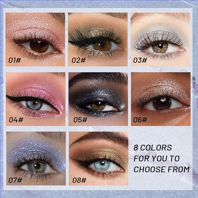 Blue Single Shimmer Glittle Eye shadow Palette Makeup, Single Shimmer Eyeshadow for Older Women, High Pigment Natural Sombras Crema Para Ojos, Talc, Paraben & Cruelty Free (07#Blue)