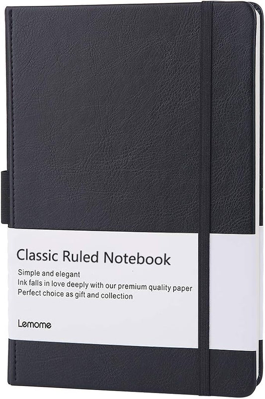 Lemome Ruled Notebook/Journal - Lined Journal for Writing, 5.75'' x 8.4'' Notebook Journal, 146 pages Faux Leather Notebook with Thick Paper, Waterproof Hardcover, Elastic Closure