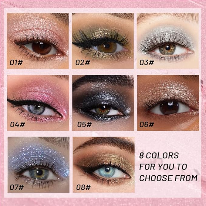 Rose Pink Single Shimmer Glittle Eye shadow Palette Makeup, Single Shimmer Eyeshadow for Older Women, High Pigment Natural Sombras Crema Para Ojos, Talc, Paraben & Cruelty Free (04#Rose Pink)