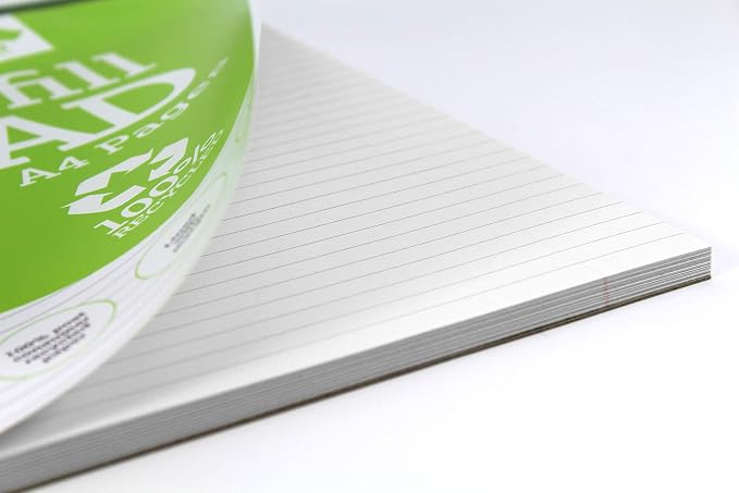 Silvine 160 Page A4 Everyday Recycled Refill Pad. Ruled 8mm Feint with Margin, green, 301966075