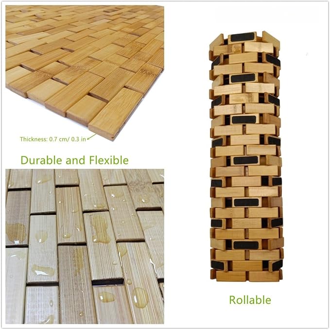 HJJKKH Bath Mat Rayon Derived from Bamboo 15.7X 23.6 inches, Non Slip and Foldable Floor Shower Bath Mat for Bathroom, Bathtub, Shower, Sauna, Hot Tub