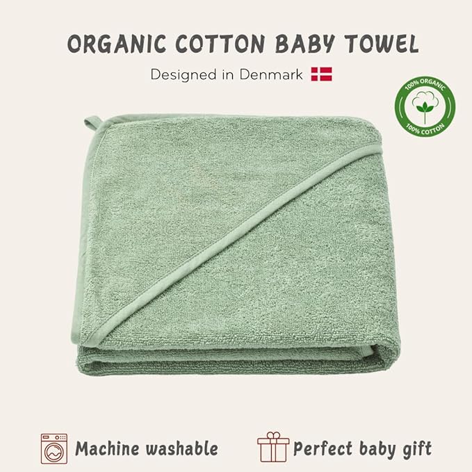 Hooded Baby Towels – 100% Organic Cotton Baby Bath Towels – Baby Boyl Newborn Essentials - Super-Soft and Absorbent.(Roman Green)