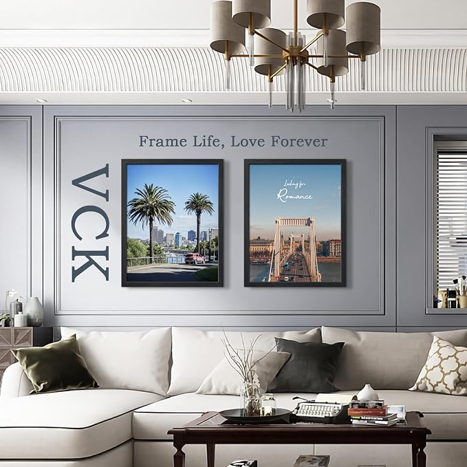 VCK 22x28 Poster Frame Set of 4 - Black, Gallery-Quality Wood Picture Frames, 1.1-Inch Wide Border, Polished Plexiglass, Vertical or Horizontal Wall Display for Photo/Art/Prints, Black