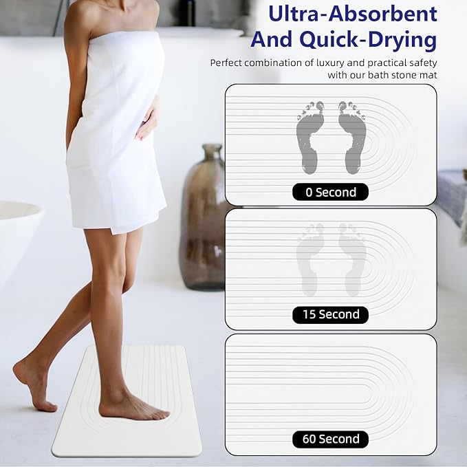 Fast Drying Stone Bath Mats for Bathroom, Non-Slip Diatomaceous Earth Bath Mat, Super Absorbent Bath Mat Stone Sand Arcana