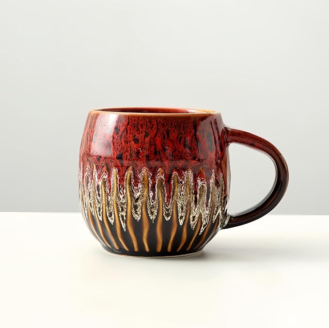 20oz Large Coffee Mug - Unique Handcrafted Look Ceramic Cup, Large Tea Mug, Microwave & Dishwasher Safe (red)