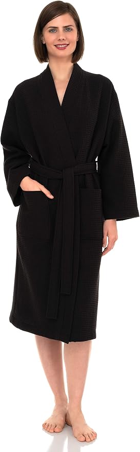 TowelSelections Women's Waffle Bathrobe 100% Cotton Soft Kimono Spa Bath Robe