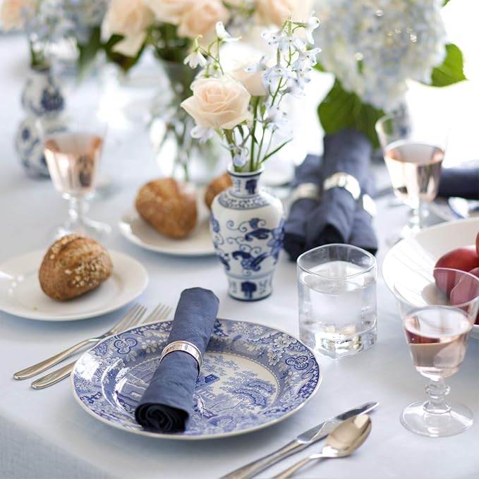 Huddleson Navy Blue Linen Napkin 20x20 (Set of Four) Luxury Italian Linen Napkin Sewn in US