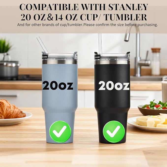 4 Pack Replacement Clear Straws for Stanley 20 oz 14oz Tumbler, 8.85 inch Reusable Plastic Straws for Yeti 30oz 25 oz 26 oz 20 oz Tumbler, Mason Jar 16oz Venti Cup with Brush, Made of Tritan