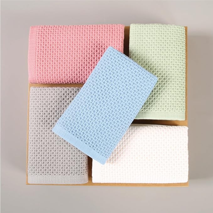 SK Studio 6 Piece Bath Towels Set, Cotton Hotel Large Waffle Bath Towels Absorbent Quick Dry with 2 Bath Towels, 2 Hand Towels, 2 Washcloths for Bathroom Spa, Green