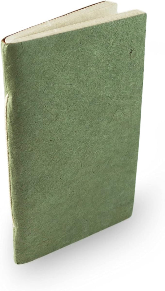 Nepali Companion Pocket Notebook with Handmade Paper and Vegetable-Dyed Cover, Vintage Composition Notebook for Office, School, and Home, 3.5x5 inch, Handcrafted in Nepal (Small, Sage)