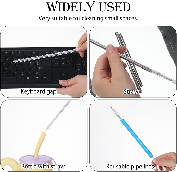 4 PCS Straw Cleaning Kit, Reusable Straw Brushes for Cleaning Straws | 10 Inch Stainless Steel Metal Straw Cleaner Brush, 10 Inch for Water Bottle Sip Cup Glass Straw