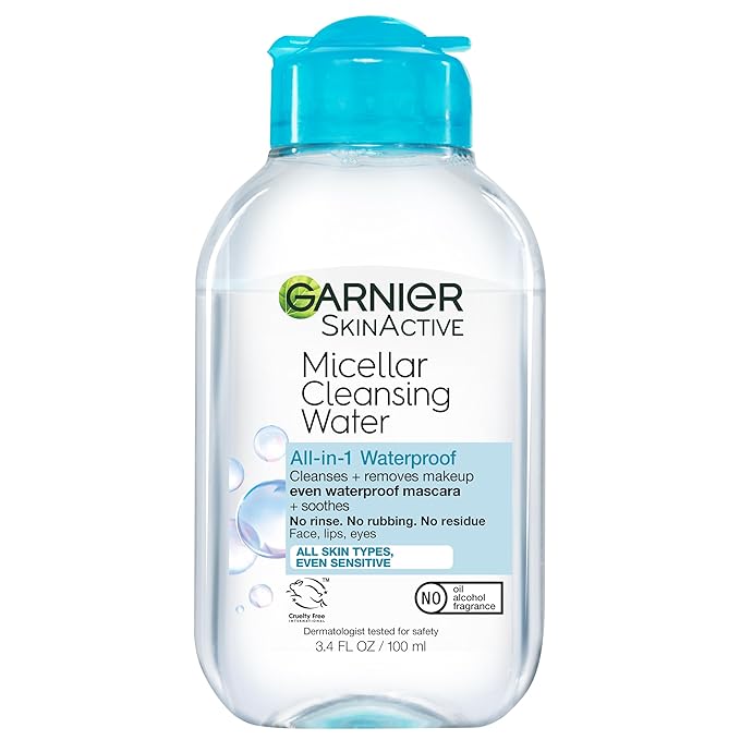 Garnier Micellar Water Travel Size Take-off Kit, All-In-1 Facial Cleanser & Makeup Remover, Mini All-In-1 Micellar + Mini Remover for Waterproof Makeup