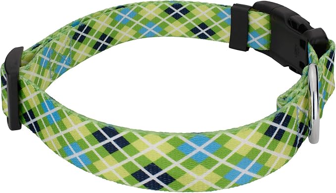 Country Brook Petz - Margarita Argyle Everyday Collar and Leash - Plaid and Argyle Collection Featuring Charming Designs (1/2 Inch, 2XS)