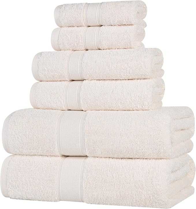 Superior Organic Cotton Solid Towel Set, 6PC, Ivory 6 Piece