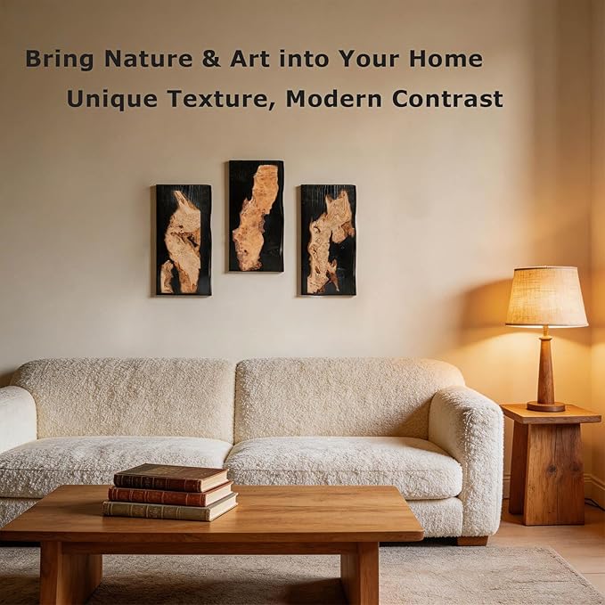 Modern Rustic Wood Wall Decor – Handcrafted Natural Pine Wood Wall Art, Farmhouse Style Hanging for Living Room, Bedroom or Office