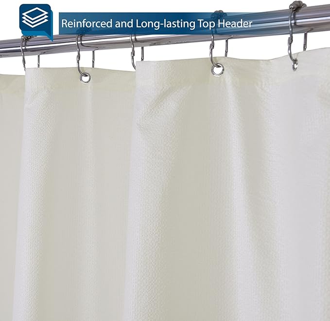 Barossa Design Soft Microfiber Fabric Shower Liner or Curtain, Hotel Quality, Machine Washable, Water Repellent, Cream, 70 x 72 inches