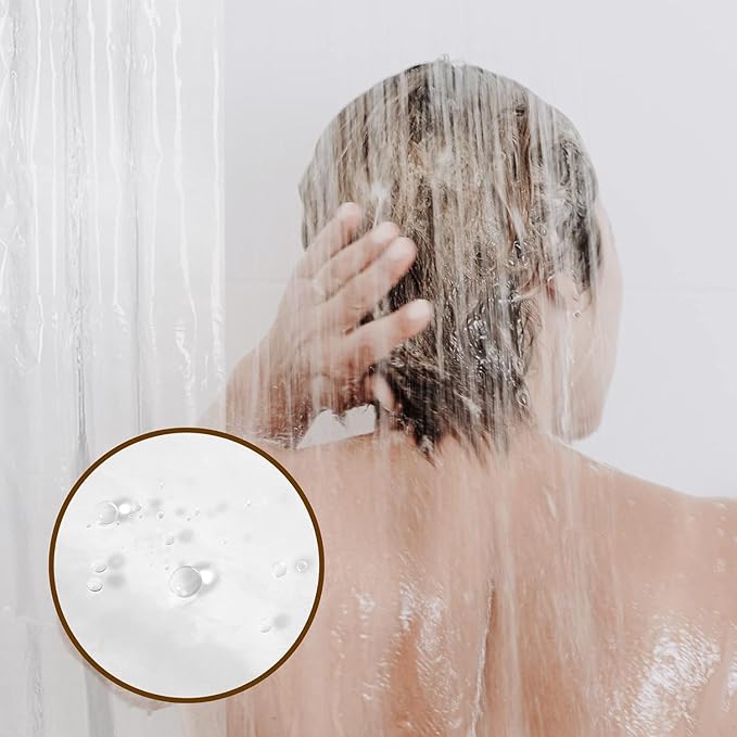 Barossa Design Short Shower Curtain Liner 60 Inch Length with 3 Magnets - Waterproof Short PEVA Plastic Shower Liner for Bathroom, PVC Free, Metal Grommets, Clear, 70x60