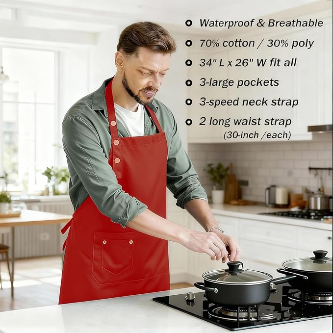 Art Aprons for Painting Pottery Ceramics, Mens Women Kitchen Cooking Aprons Waterproof Green