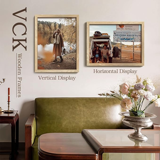 VCK 18x24 Poster Frame Set of 3, Natural Solid Wood Picture Frame with Exclusive Wood Grain, Wall Hanging
